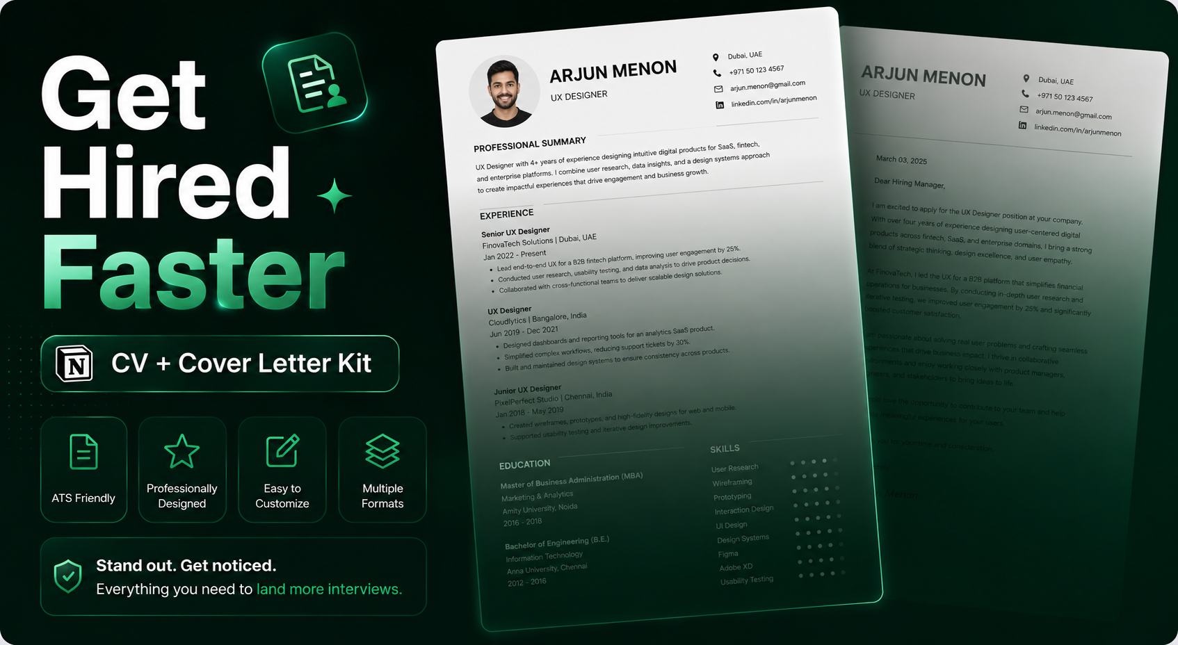 Get Hired Faster CV and cover letter kit product art