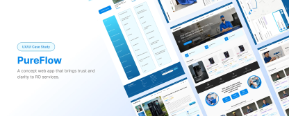 PureFlow RO water service web app case study screens